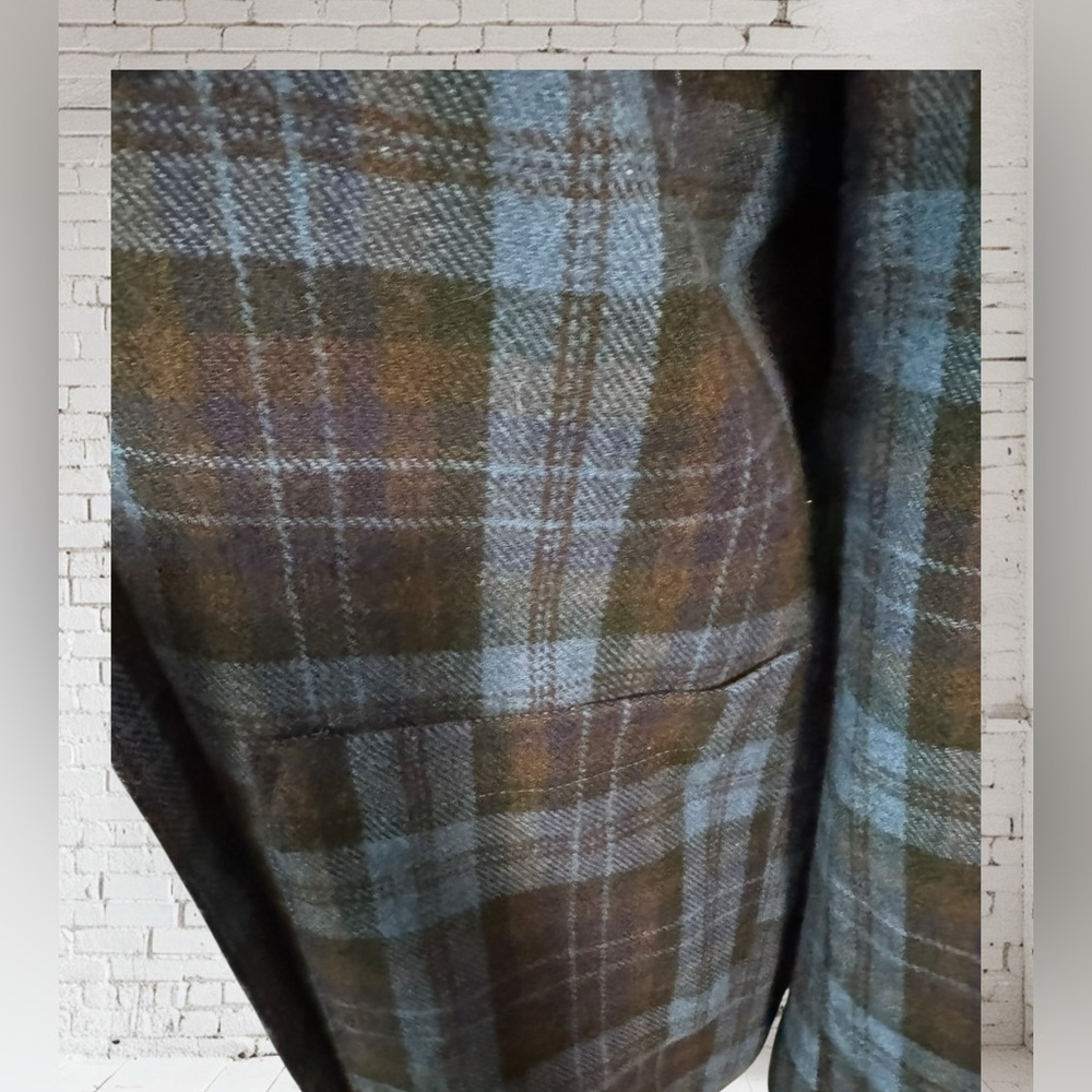 Doe & Rae Blue Plaid Blazer Sz M NWOT | Double Breasted Boutique Layer - Picture 5 of 8
